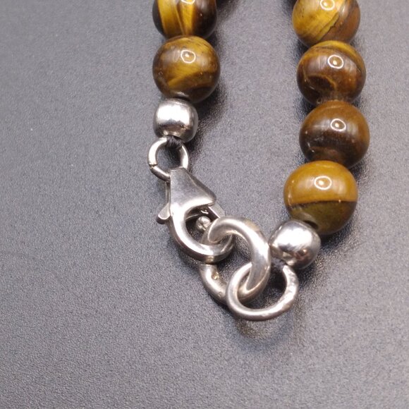 Tiger's Eye Semi Precious Stone 20'' Necklace with Sterling Silver Clasp - Picture 3 of 4